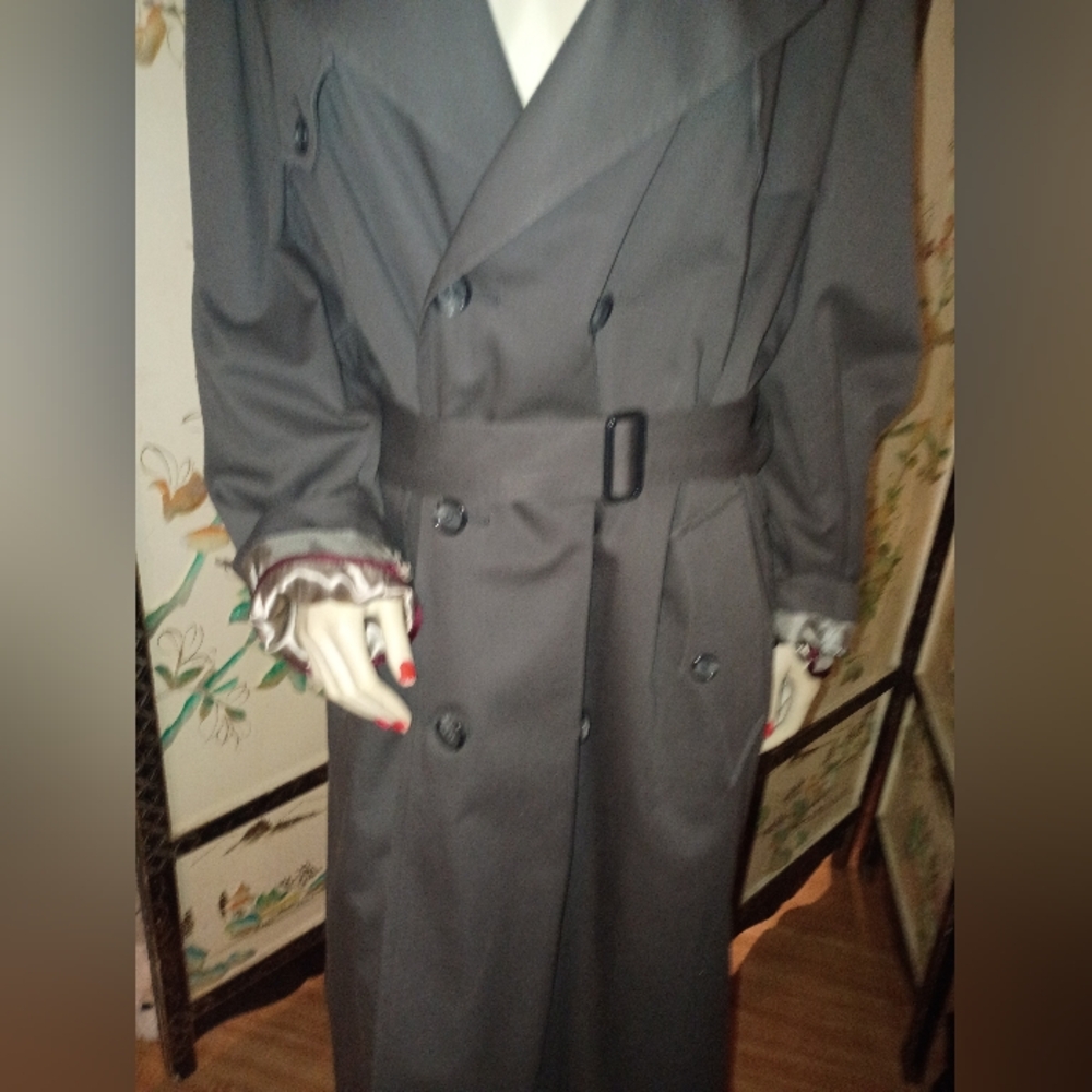 Authentic Vtg Christian Dior Le Connaisseur Trench Coat 44R Taupe Grey - Picture 4 of 14